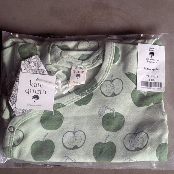 Kate Quinn long sleeve kimono bodysuit | loden apples | organic cotton interlock - Picture 6 of 15